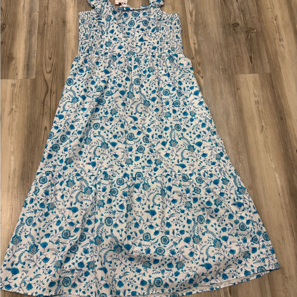 Floral Blue and White Maxi Dress